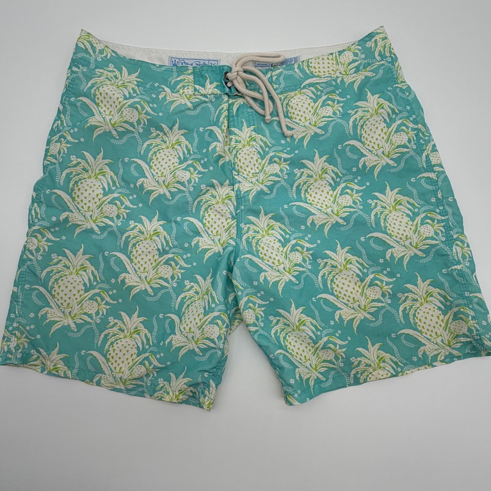 Strong Boalt Palm Beach Mens Pineapple Board Shorts Teal Size 36 Swim Trunks